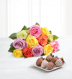 Assorted Roses & Drizzled Strawberries