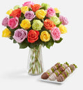 Assorted Roses & Drizzled Strawberries