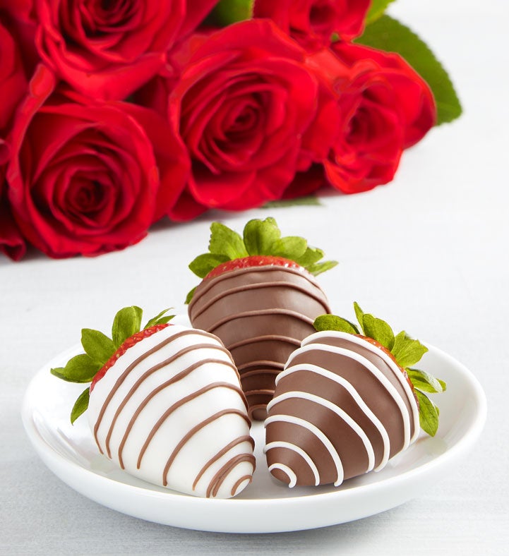 Red Roses & Drizzled Strawberries