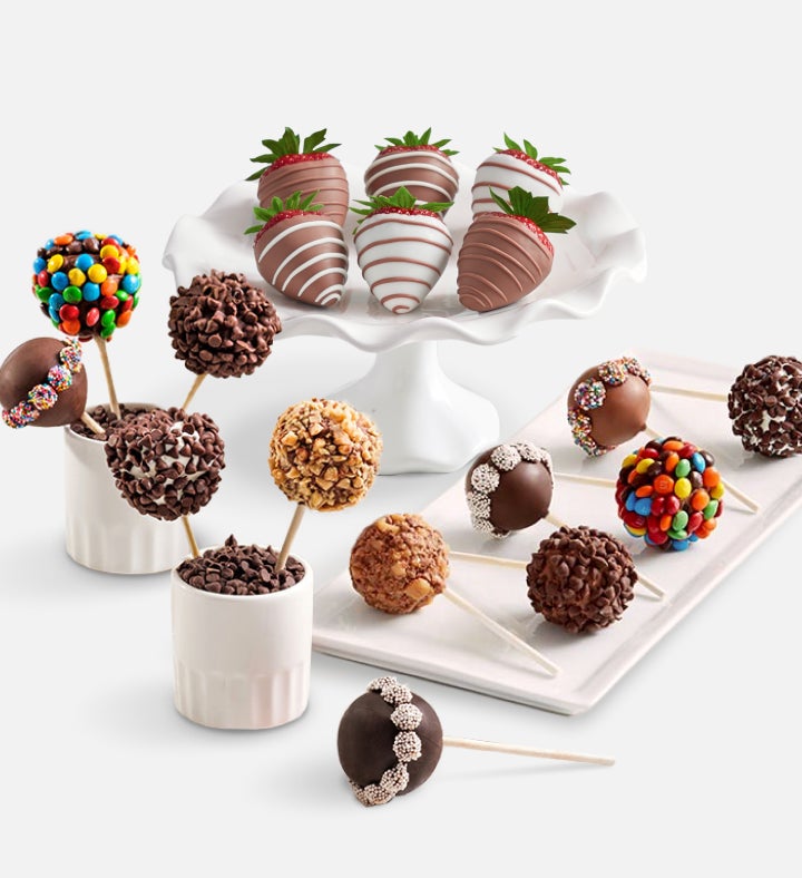 Candy Covered Cake Pops™ with Gourmet Drizzled Strawberries