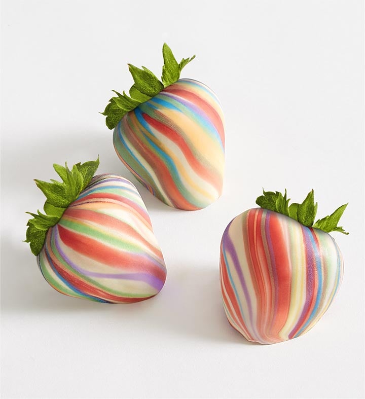 Rainbow Swirl Artisan Belgian Chocolate Strawberries
