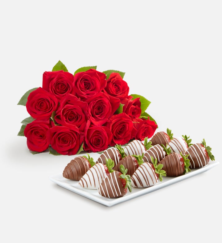 Red Roses & Drizzled Strawberries