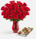 Red Roses & Drizzled Strawberries