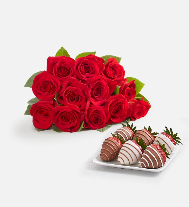 Red Roses & Drizzled Strawberries