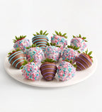 Chocolate Dipped Berries with Cotton Candy Topping