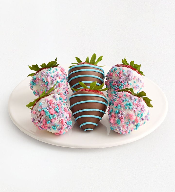 Chocolate Dipped Berries with Cotton Candy Topping