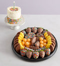 Birthday Fruit Platter with Time to Celebrate Cake