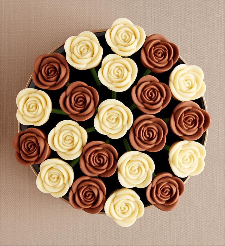 Fleur De Chocolate® Belgian Chocolate Roses - Classic Milk & White