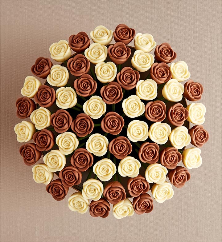Fleur De Chocolate® Belgian Chocolate Roses - Classic Milk & White