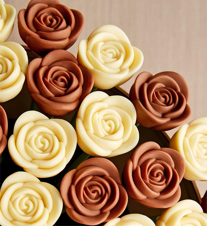 Fleur De Chocolate® Belgian Chocolate Roses - Classic Milk & White